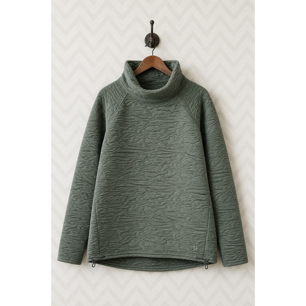 The American Outdoorsman Quilted Cowl Neck Pullover Sweatshirt Green XL